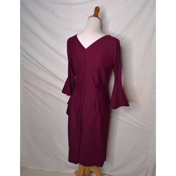 ALEX EVENINGS Bell Sleeve Wrap Dress Wine 8 NEW - Picture 7 of 9
